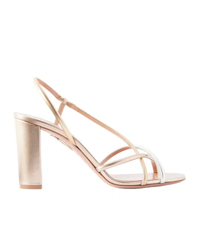 Aquazzura Solid Leather Sandals In Nude