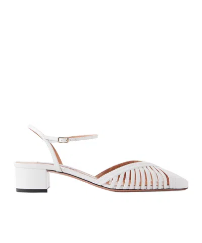 Aquazzura Solid Leather Sandals In White