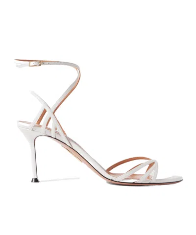 Aquazzura Solid Leather Sandals In White