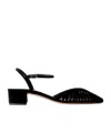 Aquazzura Solid Suede Pumps In Black