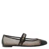 Aquazzura Solstice Leather-trimmed Mesh Ballet Flats In Black