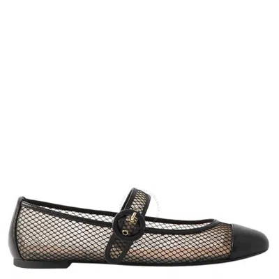 Aquazzura Mary-jane-ballerinas Solstice Aus Mesh Und Leder In Schwarz