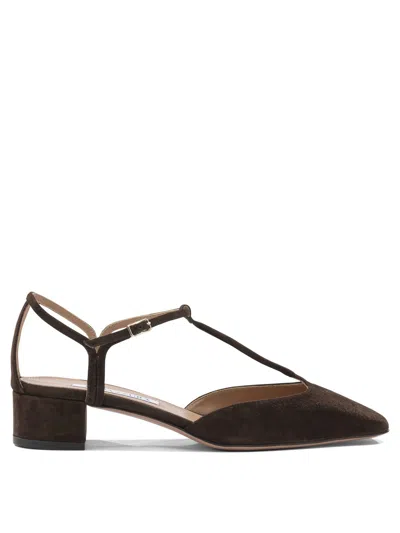 Aquazzura Sorbonne T-strap Block-heel Pumps In Brown