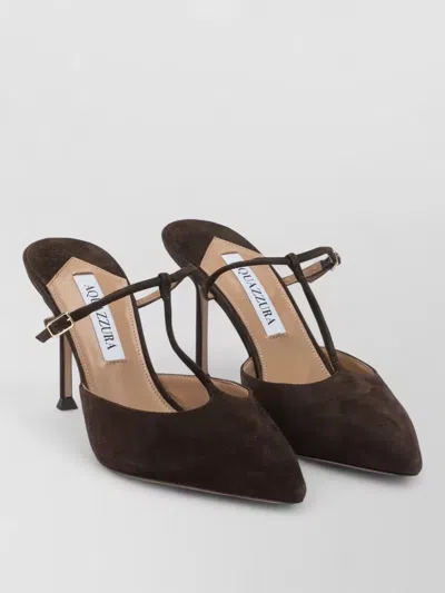 Aquazzura Sorbonne 85 Mm Pointed Toe Mules In Brown