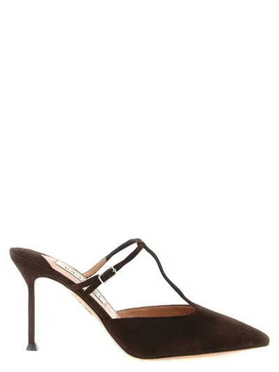 Aquazzura 'sorbonne' Mules In Brown
