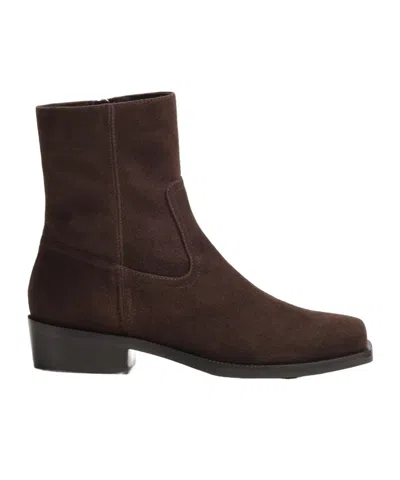 Aquazzura Square Toe Ankle Boots In Brown