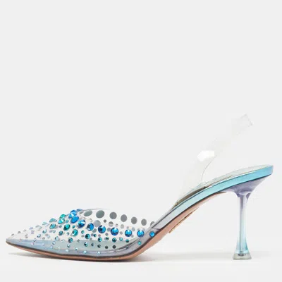 Pre-owned Aquazzura Starburst Size 37 Transparent Pvc Slingback Pumps