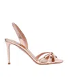 Aquazzura 85mm Tati Metallic Leather Sandals In Nude