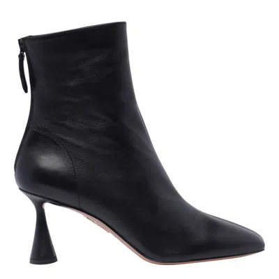 AQUAZZURA BLACK NAPPA LEATHER AMORE ANKLE BOOTS