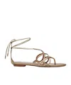 Aquazzura Strappy Metallic Leather Flat Sandals