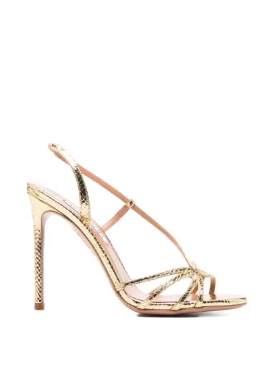 Aquazzura Strappy Heeled Sandals In Gold