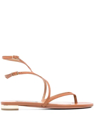 Aquazzura Strappy Leather Sandals In Brown