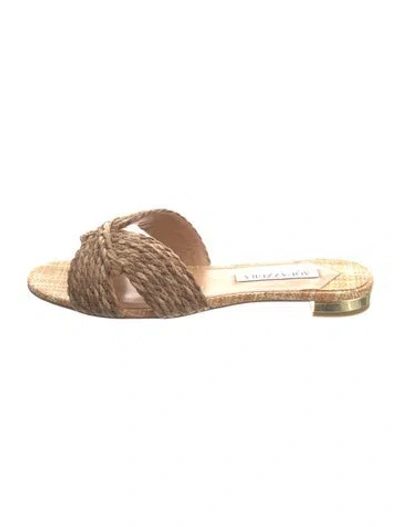 Pre-owned Aquazzura Straw Braided Accents Espadrilles In Neutral