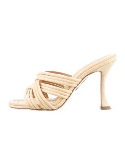 Pre-owned Aquazzura Straw Slides In Neutral