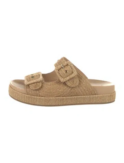Pre-owned Aquazzura Straw Slides In Neutrals