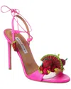 AQUAZZURA STRAWBERRY PUNCH 105 RAFFIA & LEATHER SANDAL