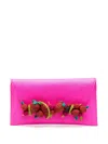 Aquazzura Strawberry Punch Embellished Raffia Clutch In Pink