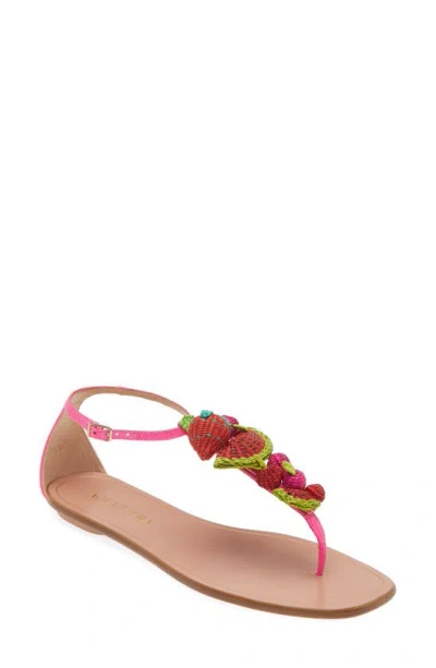 Aquazzura Strawberry Punch Embellished Woven Raffia Sandals In Pink