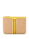 Aquazzura Stripe Raffia Clutch In Red