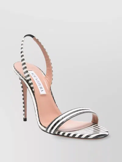 Aquazzura Striped Open Toe Stiletto Heel Sandals In Black