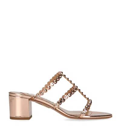 Aquazzura Stud-embellished Tequila Sandals 50 In Gold