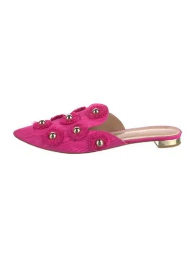 Pre-owned Aquazzura Studded Accents Mules In Pink