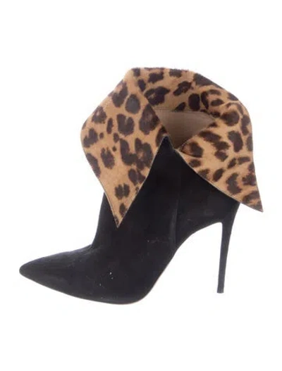 Pre-owned Aquazzura Suede Animal Print Boots In Black