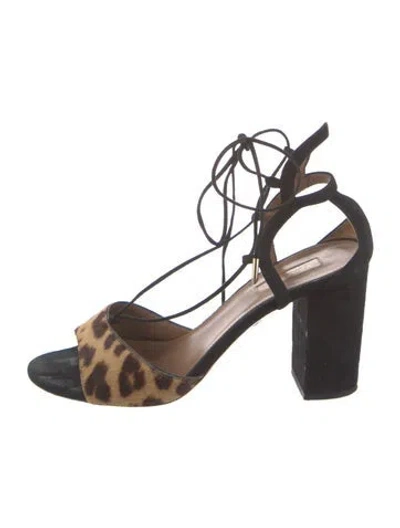 Pre-owned Aquazzura Suede Animal Print Slingback Sandals In Multi