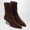 Aquazzura Montmartre 50 Suede Ankle Boots In Brown