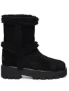Aquazzura Teddi Shearling-trimmed Suede Boots In 黑色