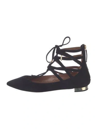 Pre-owned Aquazzura Suede Ballet Flats In Blue