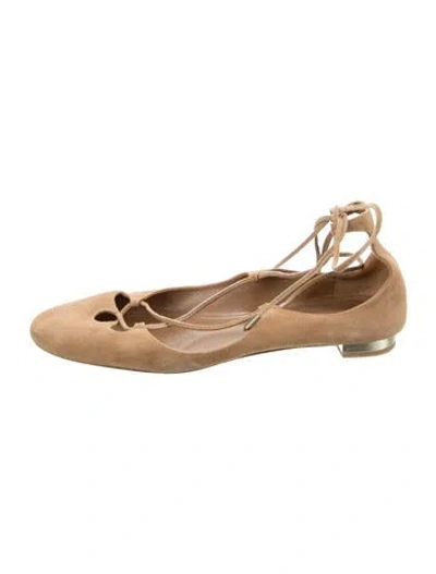 Pre-owned Aquazzura Suede Ballet Flats In Neutral