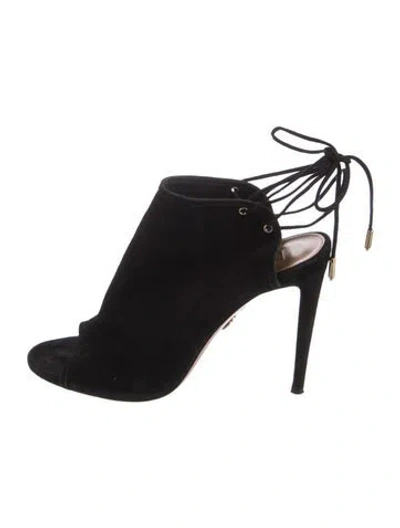 Pre-owned Aquazzura Suede Boots In Black
