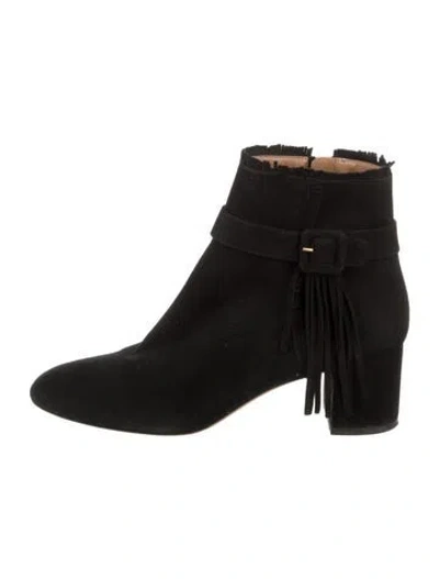 Pre-owned Aquazzura Suede Boots In Black