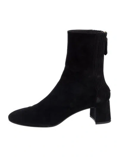Pre-owned Aquazzura Suede Boots In Black
