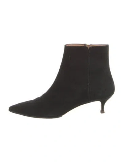Pre-owned Aquazzura Suede Boots In Black