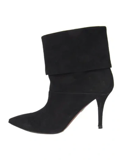 Pre-owned Aquazzura Suede Boots In Black