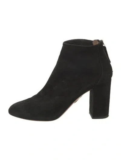 Pre-owned Aquazzura Suede Boots In Black