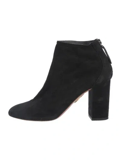 Pre-owned Aquazzura Suede Boots In Black