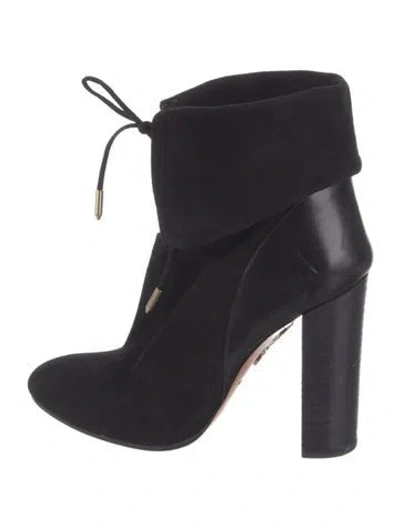 Pre-owned Aquazzura Suede Boots In Black