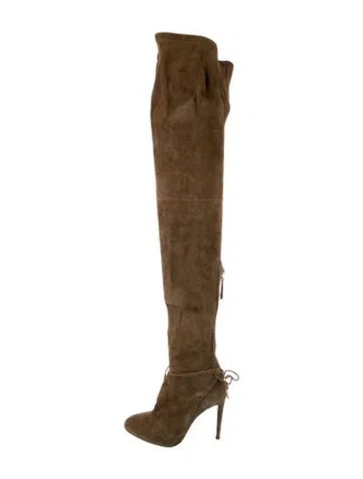 Pre-owned Aquazzura Suede Boots In Brown