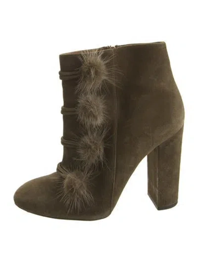 Pre-owned Aquazzura Suede Boots In Green