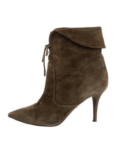 Pre-owned Aquazzura Suede Boots In Green