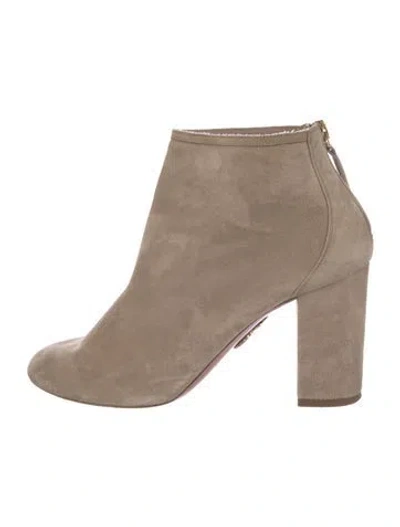 Pre-owned Aquazzura Suede Boots In Neutral