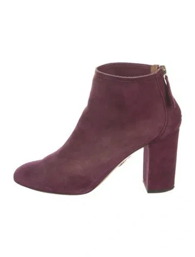 Pre-owned Aquazzura Suede Boots In Purple