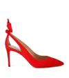 Aquazzura Bow Tie 85 Suede Pumps In Red