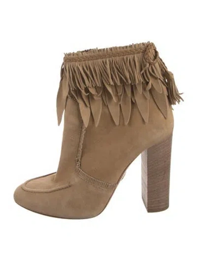 Pre-owned Aquazzura Suede Braided Accents Boots In Blue