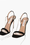 Aquazzura Suede Careless Whisper Sandals With Rhinestone Embellished A In Black