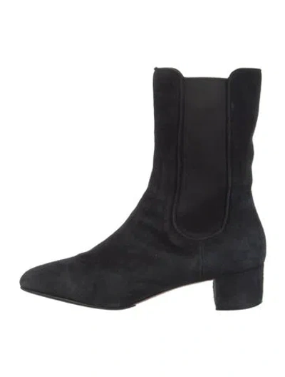 Pre-owned Aquazzura Suede Chelsea Boots In Black