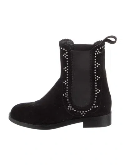 Pre-owned Aquazzura Suede Chelsea Boots In Black